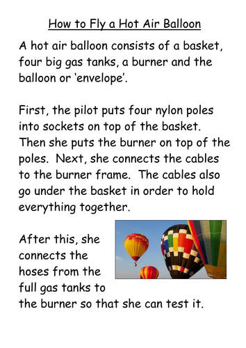 Example of an explanation text - hot air balloon by 