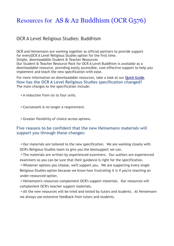 Teaching Buddhism at AS / A'level (OCR)