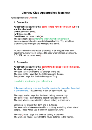 Apostrophe factsheet