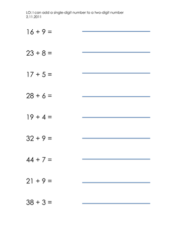 adding-a-single-digit-to-a-two-digit-number-teaching-resources