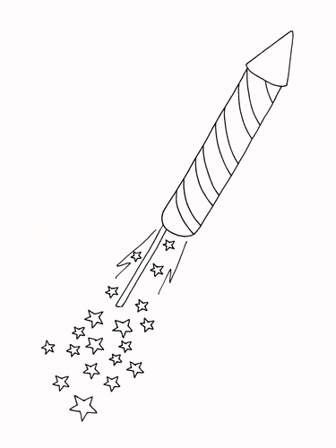 Fireworks - Rocket Colouring Page