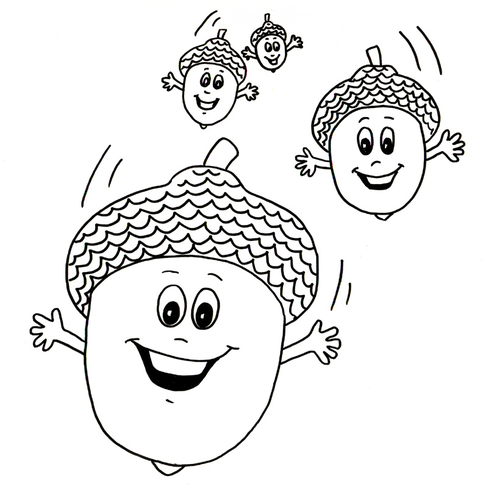 Autumn - Acorns Colouring Page