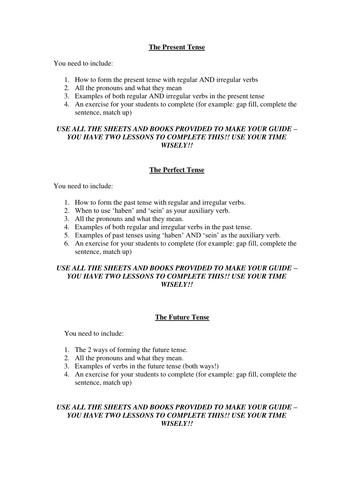 Verb Tenses Group Work