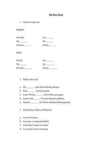 Perfect tense revision