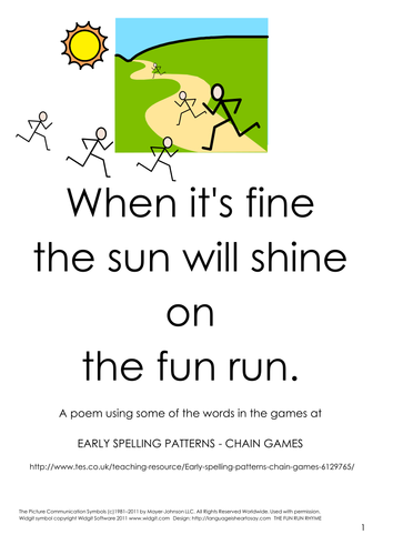 Early spelling patterns - chain games