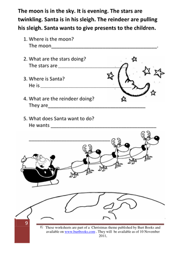 Christmas- Santa Comprehension & reading skills