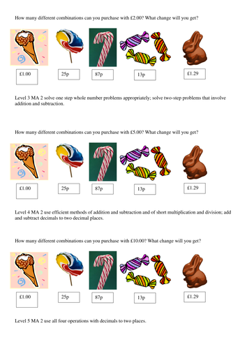 Money questions problem solving