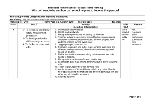 Year 6 Gymnastics Planning by nickday121 - Teaching 