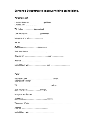 Meine Ferien - improving writing skills