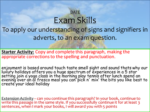 Exam skills AQA new spec presentational devices