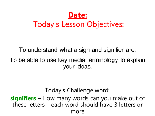 Full Lesson on Signs and Signifiers