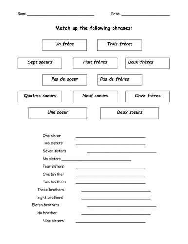 Avoir / freres et soeurs /