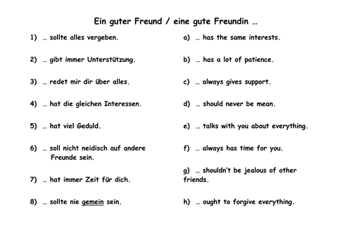 AQA - GCSE worksheets on Friends