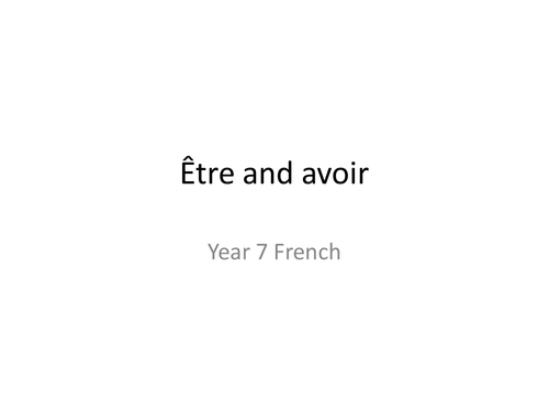 Etre and avoir