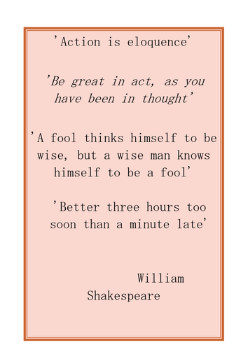 William Shakespeare Quotes Poster