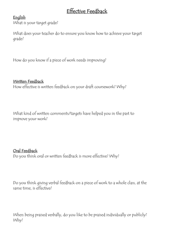 Student Voice on feedback