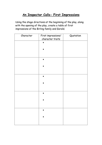 An Inspector Calls first impressions