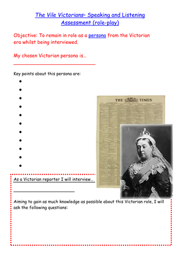 Role Play based on the Victorian Period (S&L)