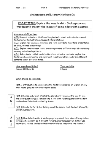 AQA Shakespeare CA Plan