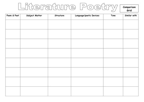 Comparison grid for poetry