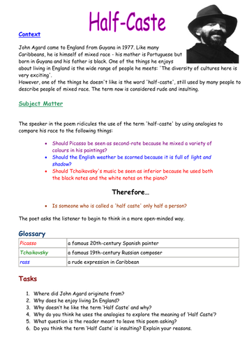 Half Caste Poem >> Half Caste Poem Questions By Maz1 Teaching Resources Half Caste Poem >> Half Caste Poem Questions By Maz1 Teaching Resources