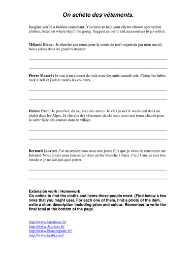 Clothes and occasions