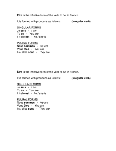 Perfect tense with etre