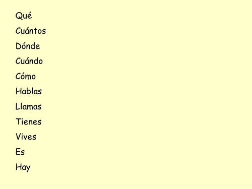 Revise simple questions and verbs