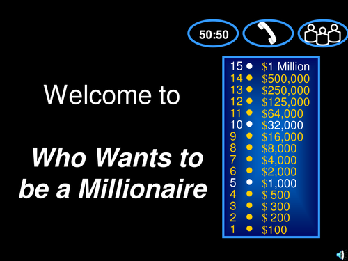 Who wants to be a millionaire? Quiz