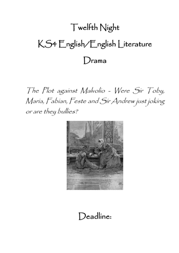 Shakespeare's Twelfth Night Printable Work Booklet