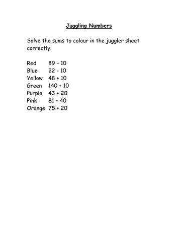 Juggling Numbers - Adding and Subtracting Tens