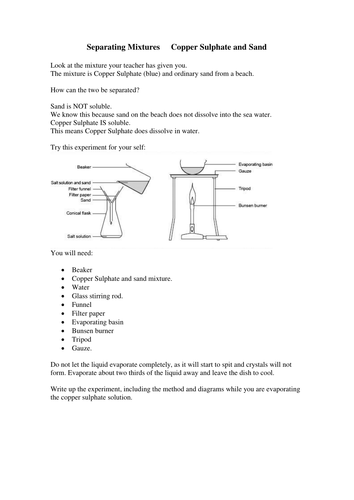 Separating Mixtures Experiment Worksheet by missmunchie  Teaching Resources  Tes