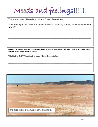 Holes (Louis Sachar) Study Guide - ESL worksheet by janejaggers