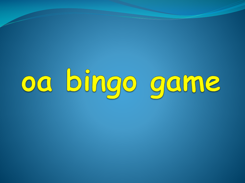 oa plenary bingo game