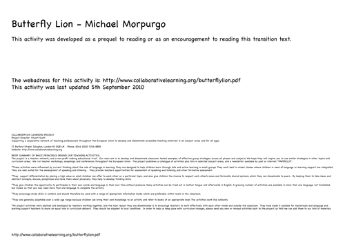 Trench Warfare, Butterflies  and White Lions