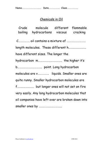 Chemicals in Oil