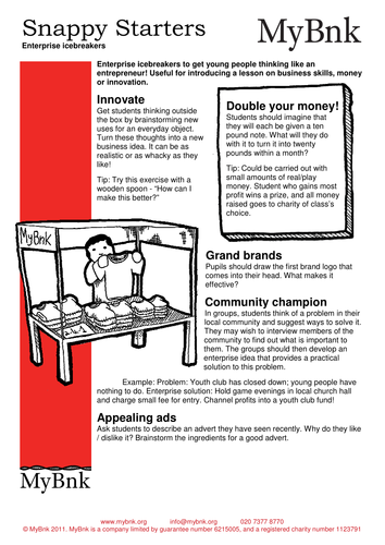 Get your pupils thinking like entrepreneurs!