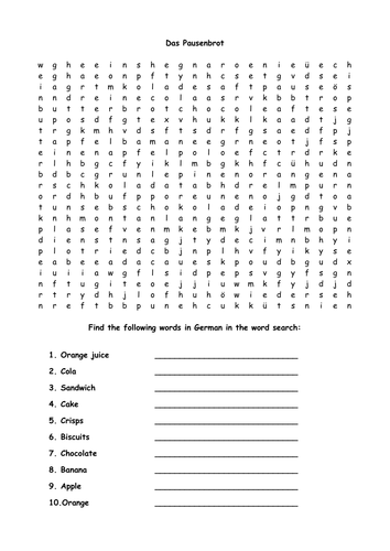 Das Pausenbrot - WORDSEARCH