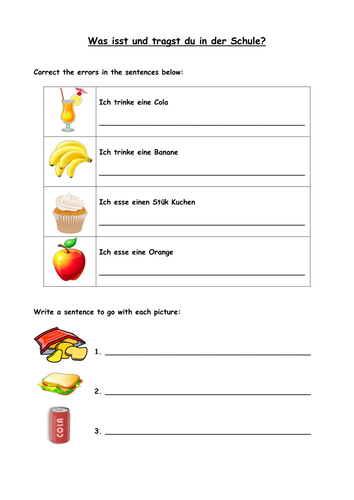 Was Isst Du In der Schule? - WORKSHEET