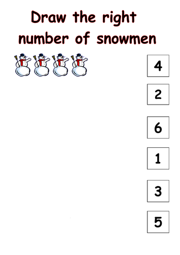 Snowmen - number recognition | Teaching Resources