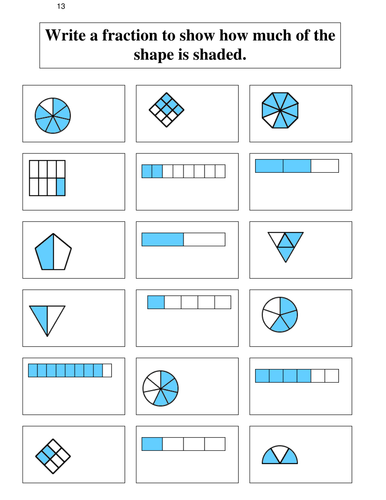 FRACTIONS 12 Identifying the fraction shaded