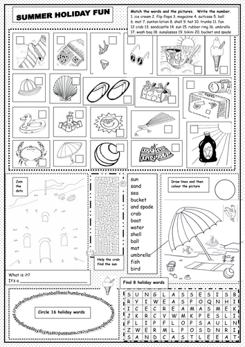 EAL Summer Holiday Fun Worksheet