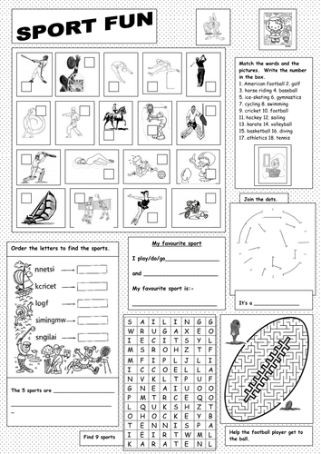 EAL /Elementary Sport worksheet by martuska Teaching Resources Tes