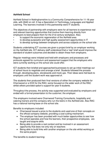 Ashfield School Case Study