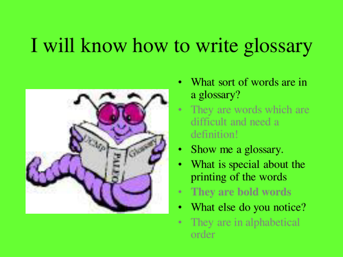 Understanding a glossary
