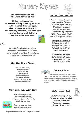 Nursery Rhymes Leaflet for parents
