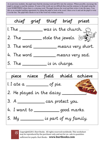 ie sound worksheet 5 ie for thief or chief teaching resources