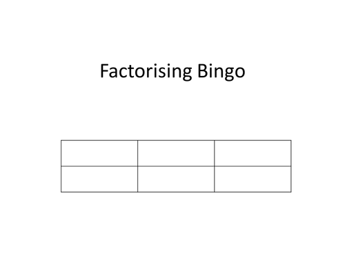 Factorising Bingo - Powerpoint