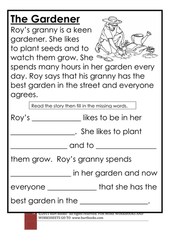 CLOZE PROCEDURE  The gardener