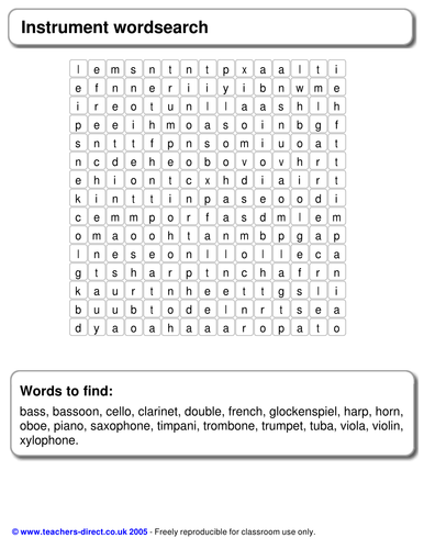 Instrumental wordsearch